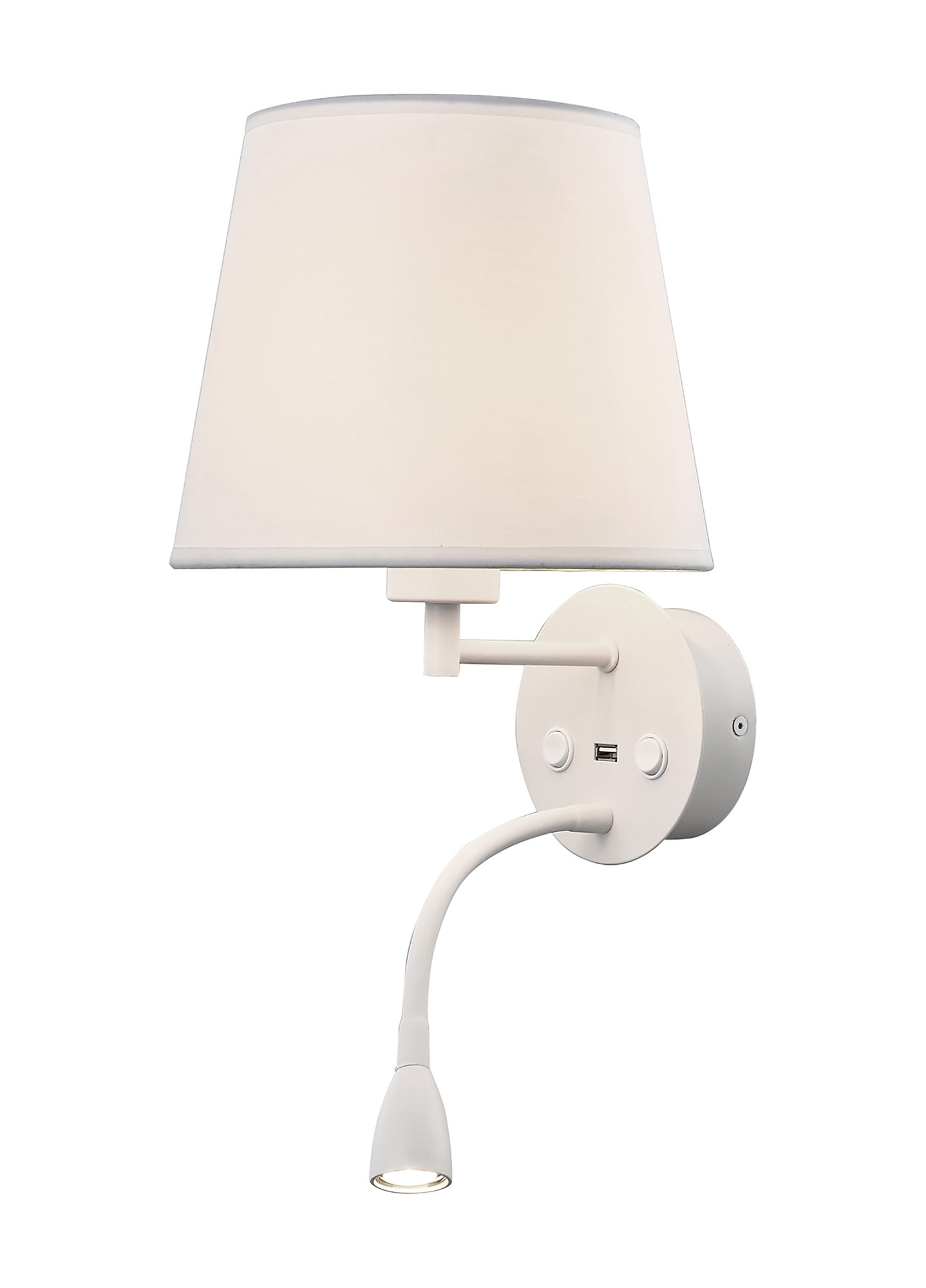 M6091  Caicos Wall + Reading Light 1 E27 + 3W LED Switched Matt White
